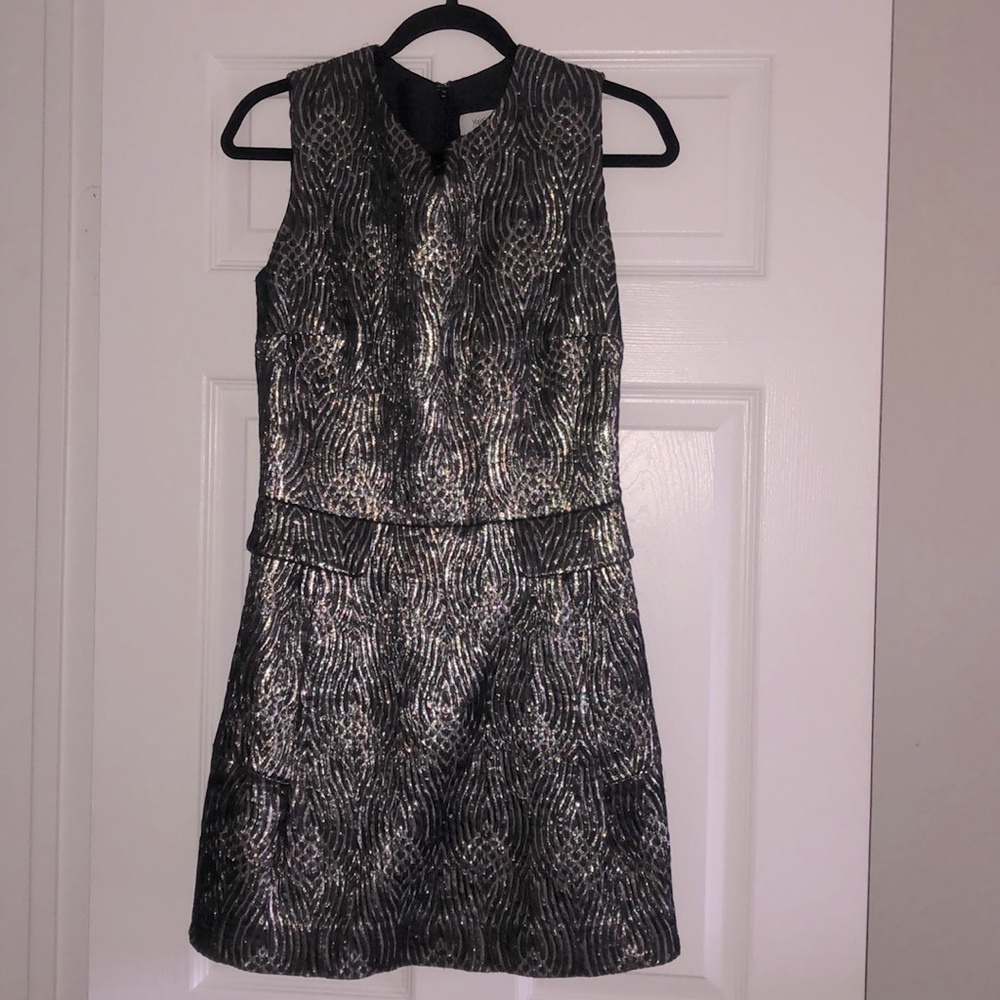VINTAGE RARE FIND YSL textured metallic minidress